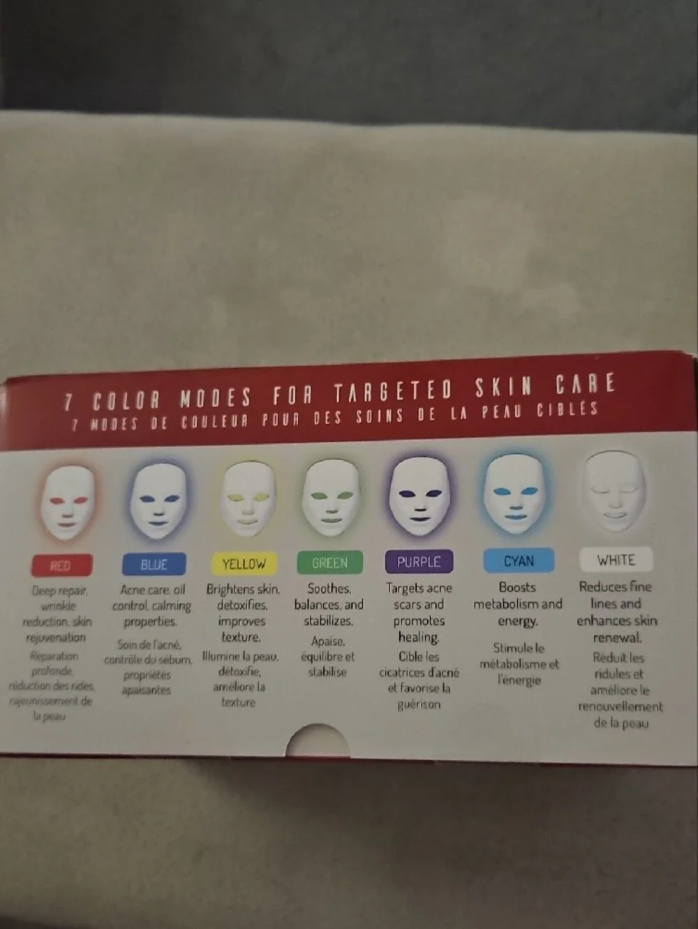 Pursonic 7-in-1 LED Light Therapy Face Mask — White